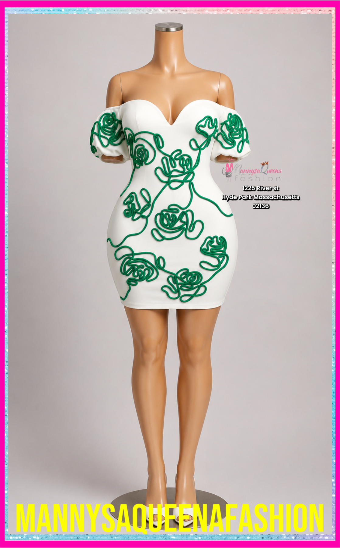 Pattern Squiggle Dress Green