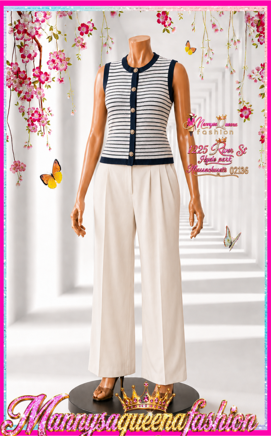 Sleeveless Button Up Top White