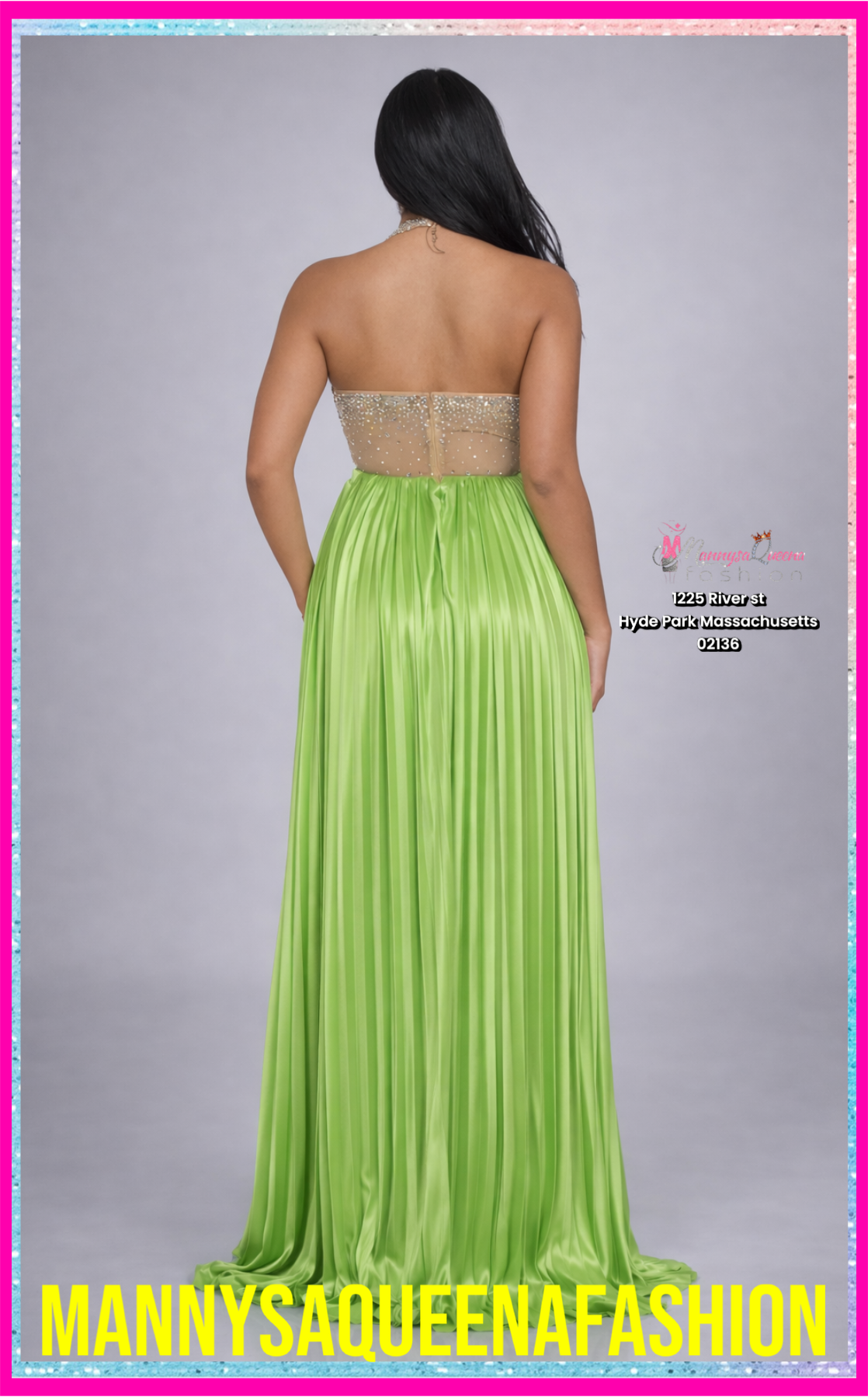 Goddess Flow Gown Dress Green