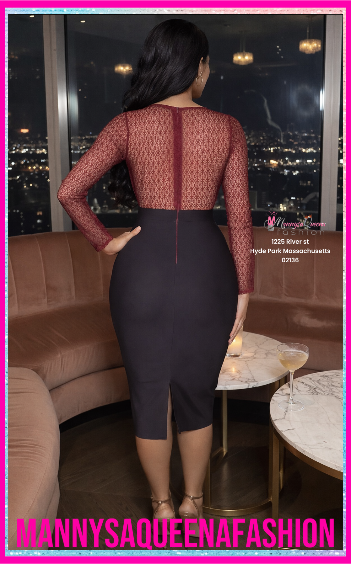 Elegant Lace Illusion Midi Dress