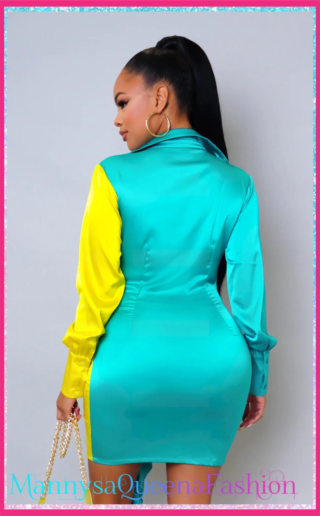 Color Block Satin Mini Dress