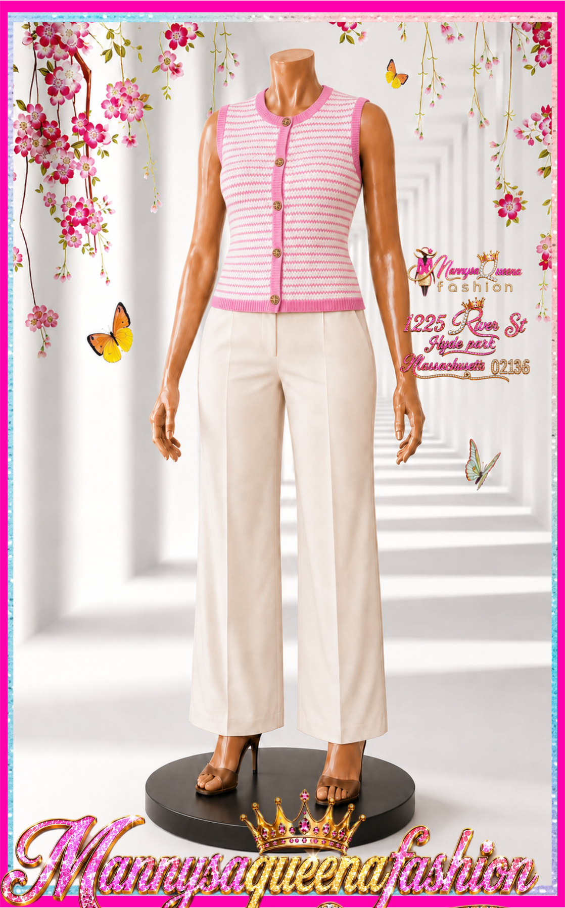 Sleeveless Button Up Top Pink