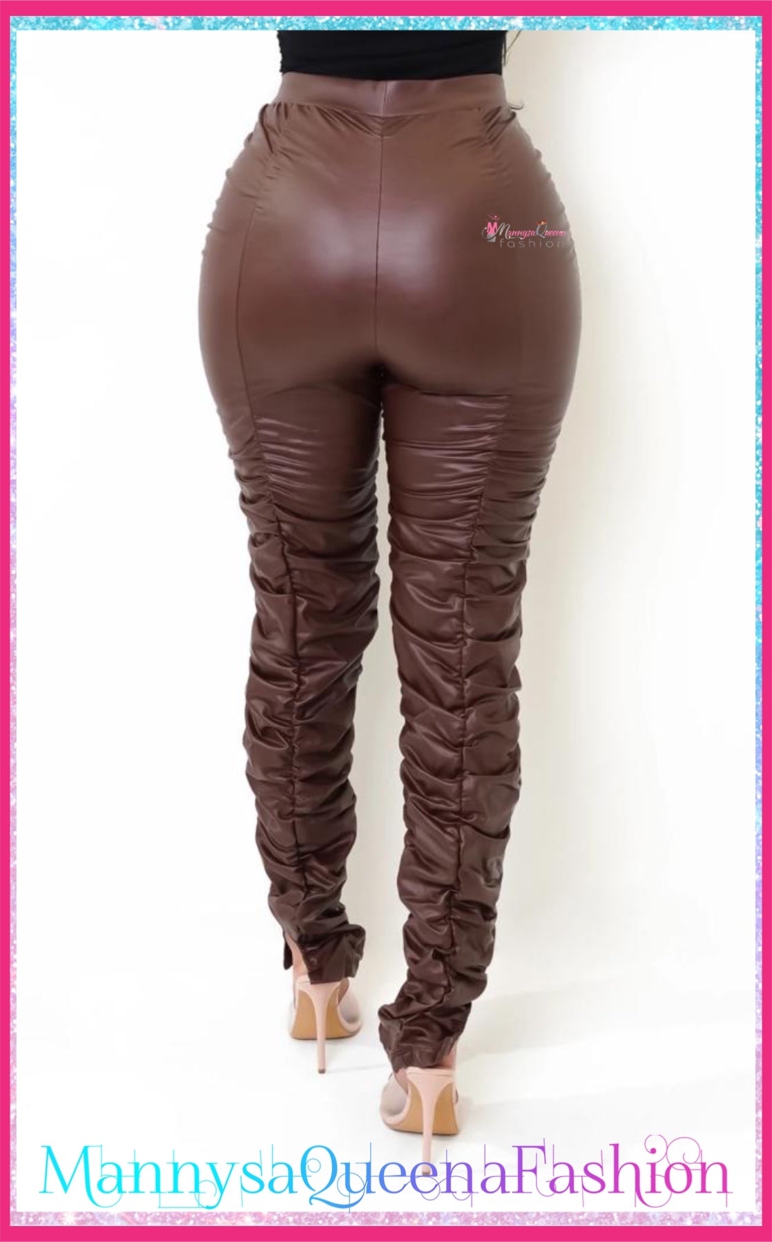 POSH PLEATHER BROWN Pants
