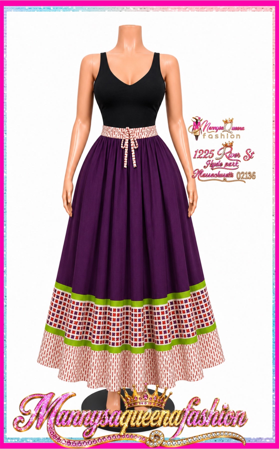 Print Maxi Skirt Purple