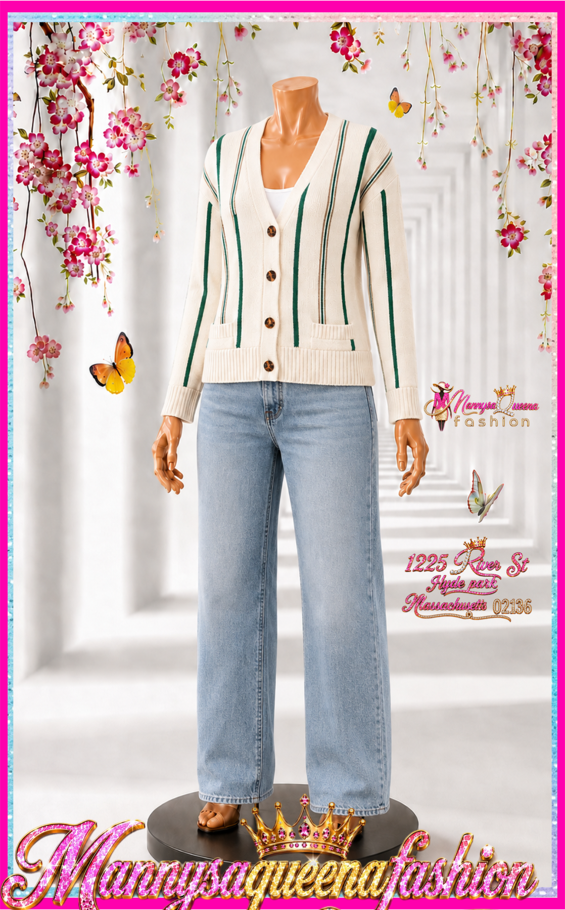 Colorblock Stripes Sweater Green
