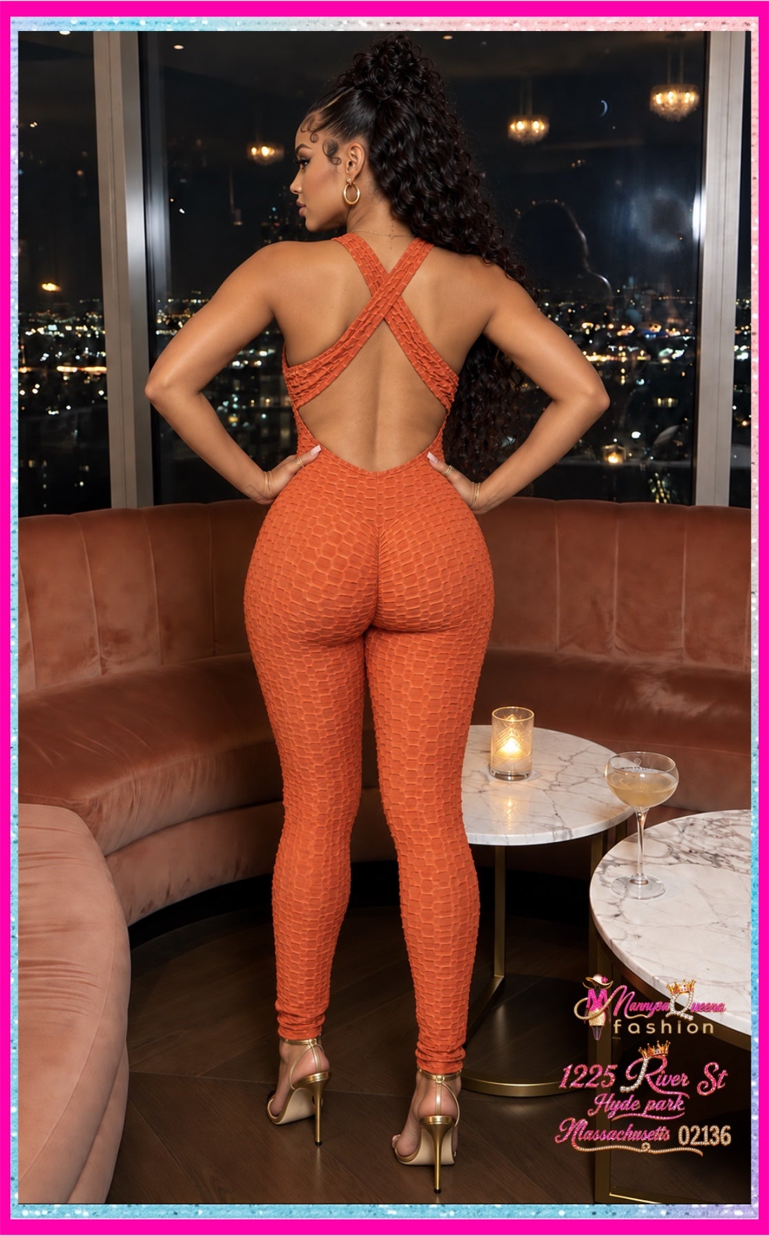 Sleeveless Cross Back Jumpsuit Orange