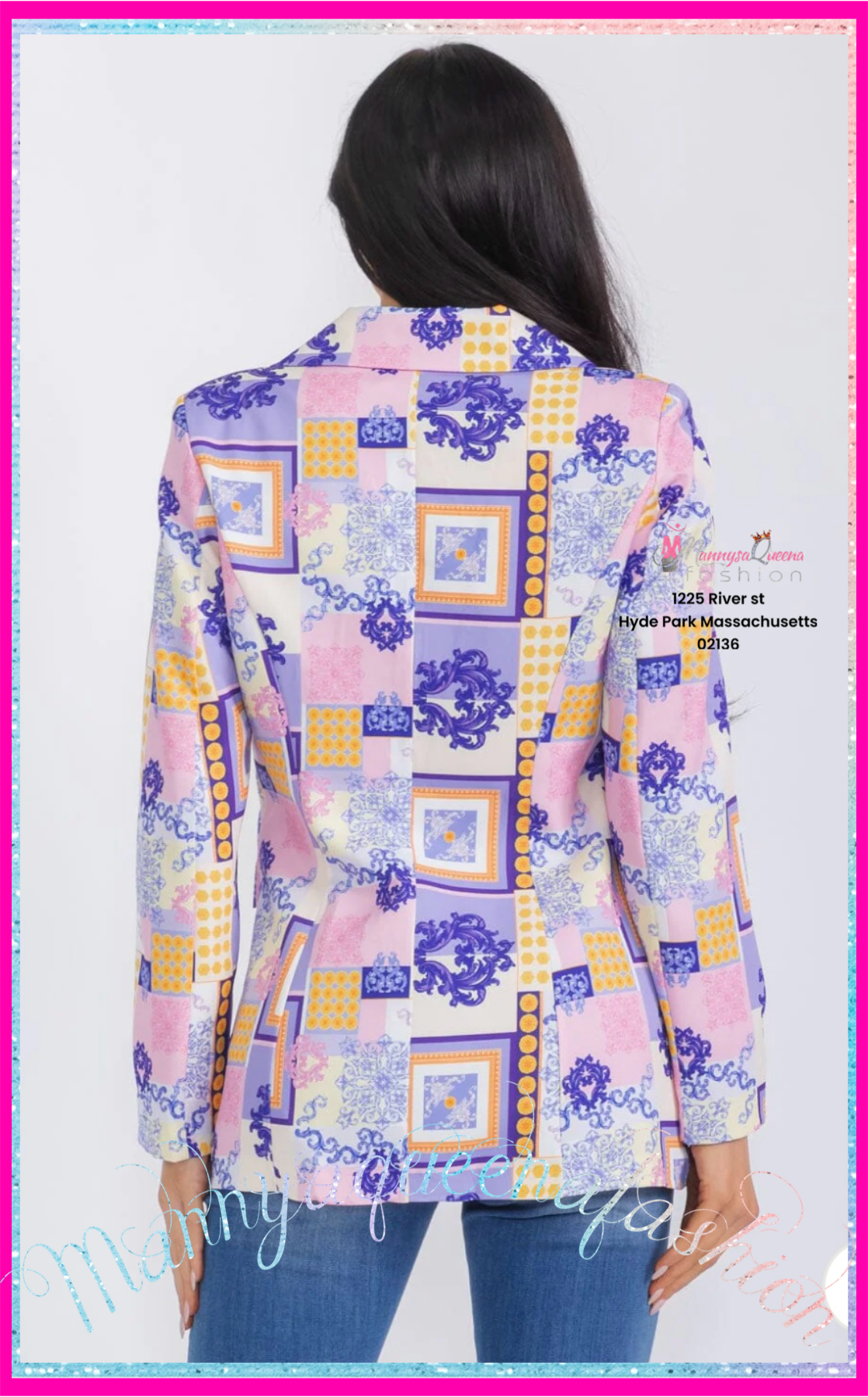 CLOSURE MULTI PRINT BLAZER LAVENDER