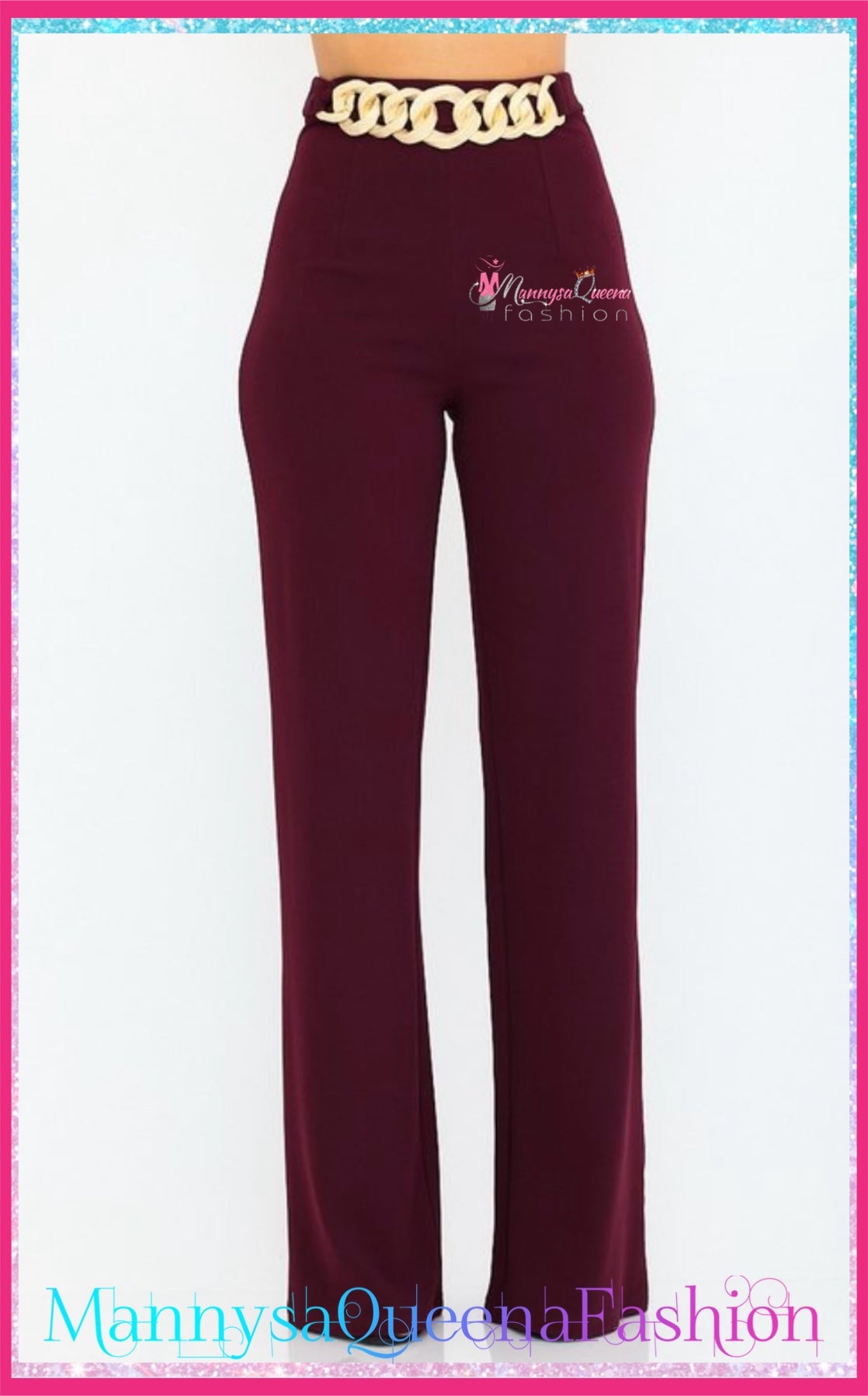 Wine/Gold Belt Pants