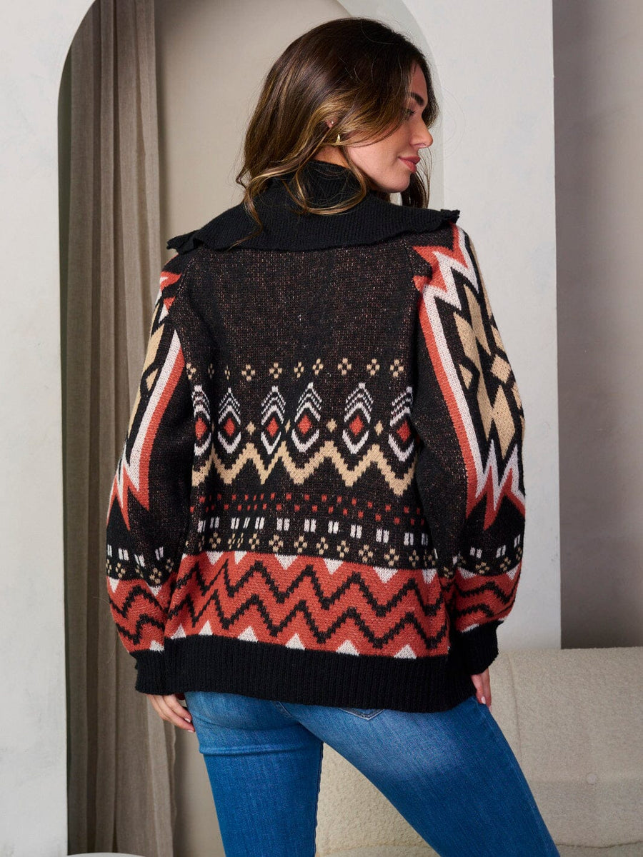 Multi Print Sweater Black