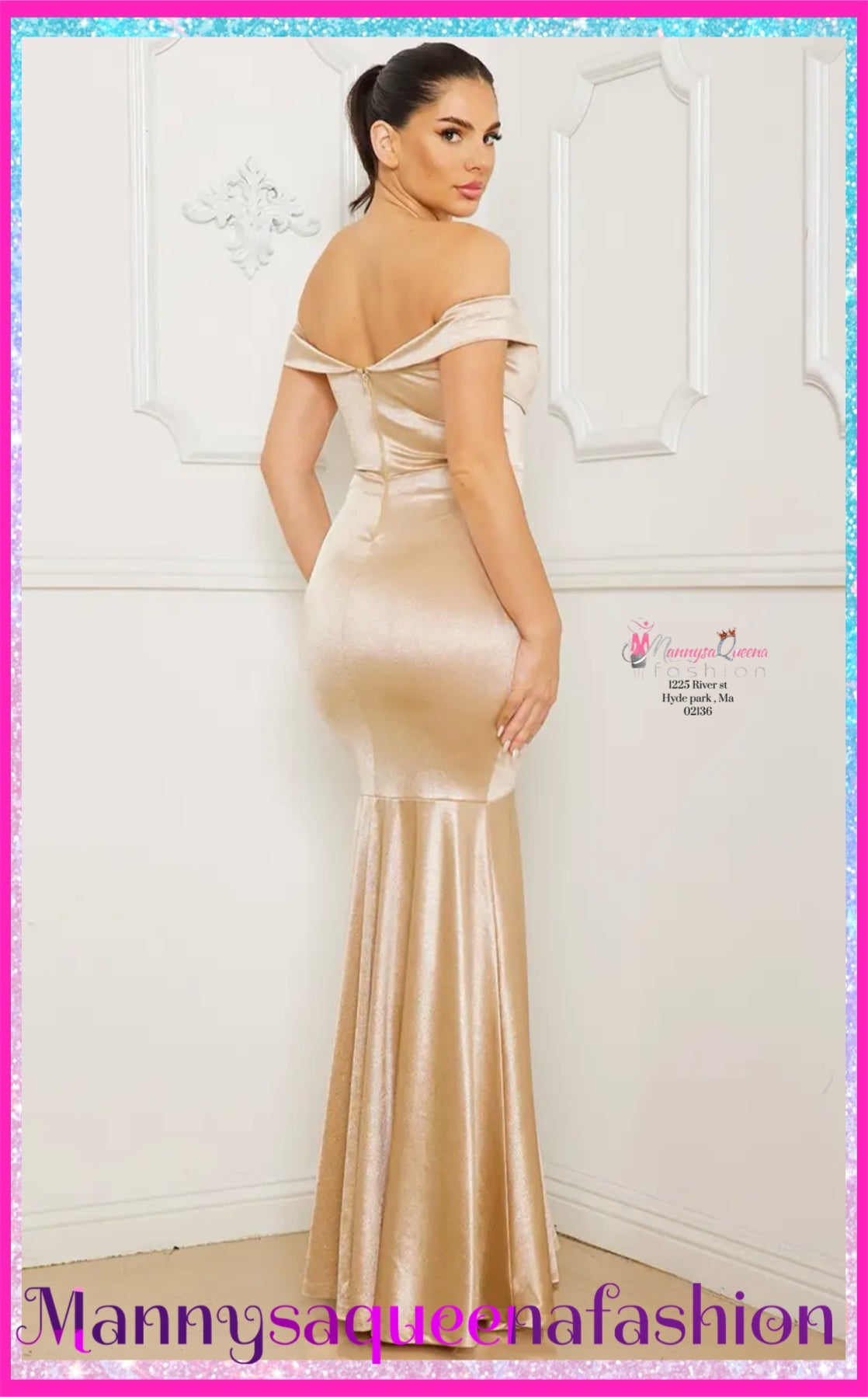 Satin Mermaid champagne Dress