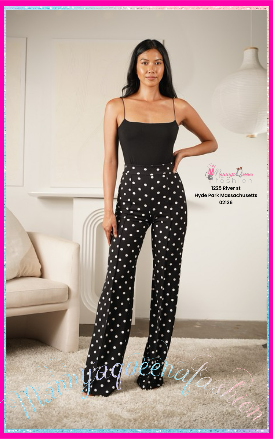 Dot pants black