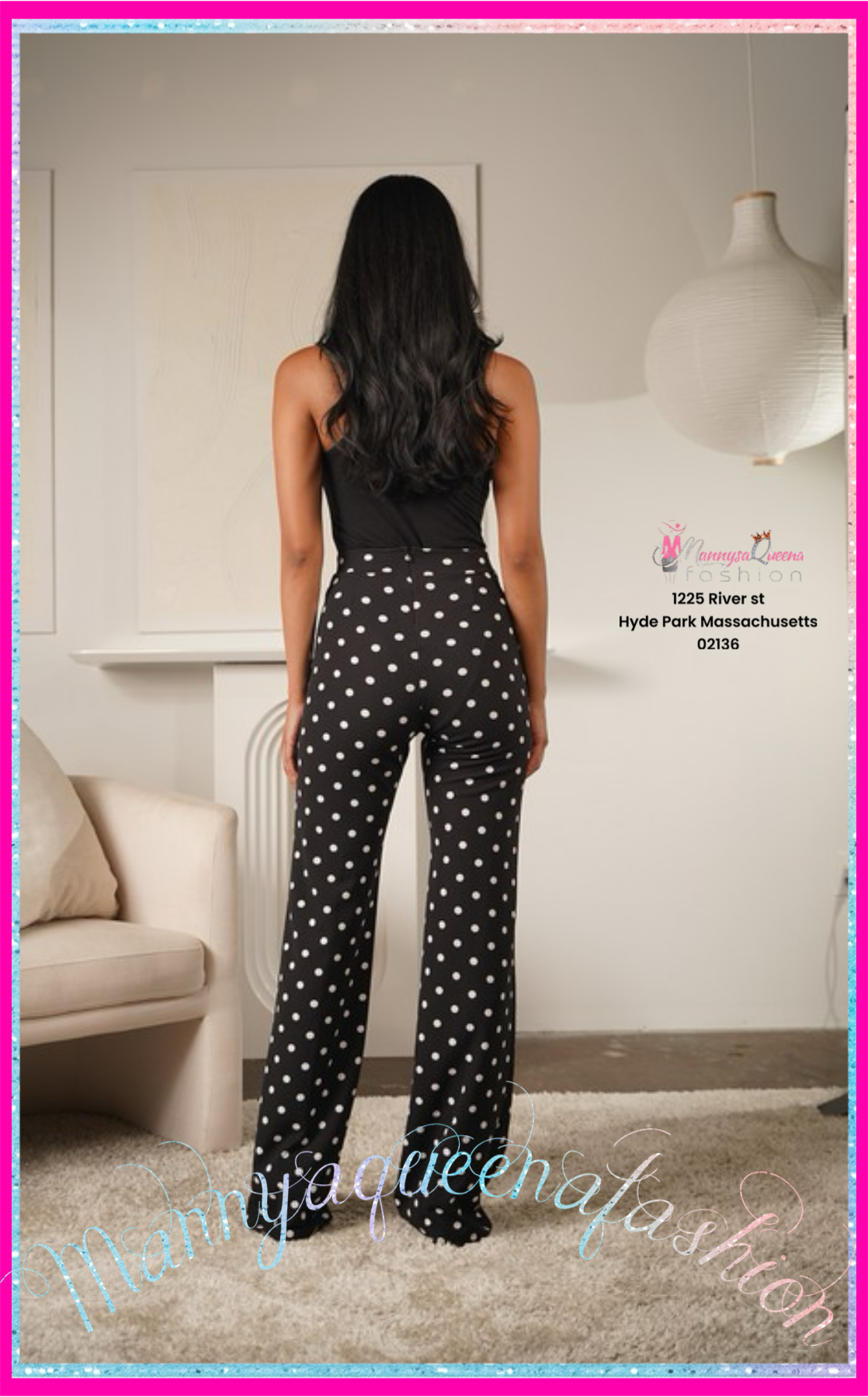 Dot pants black