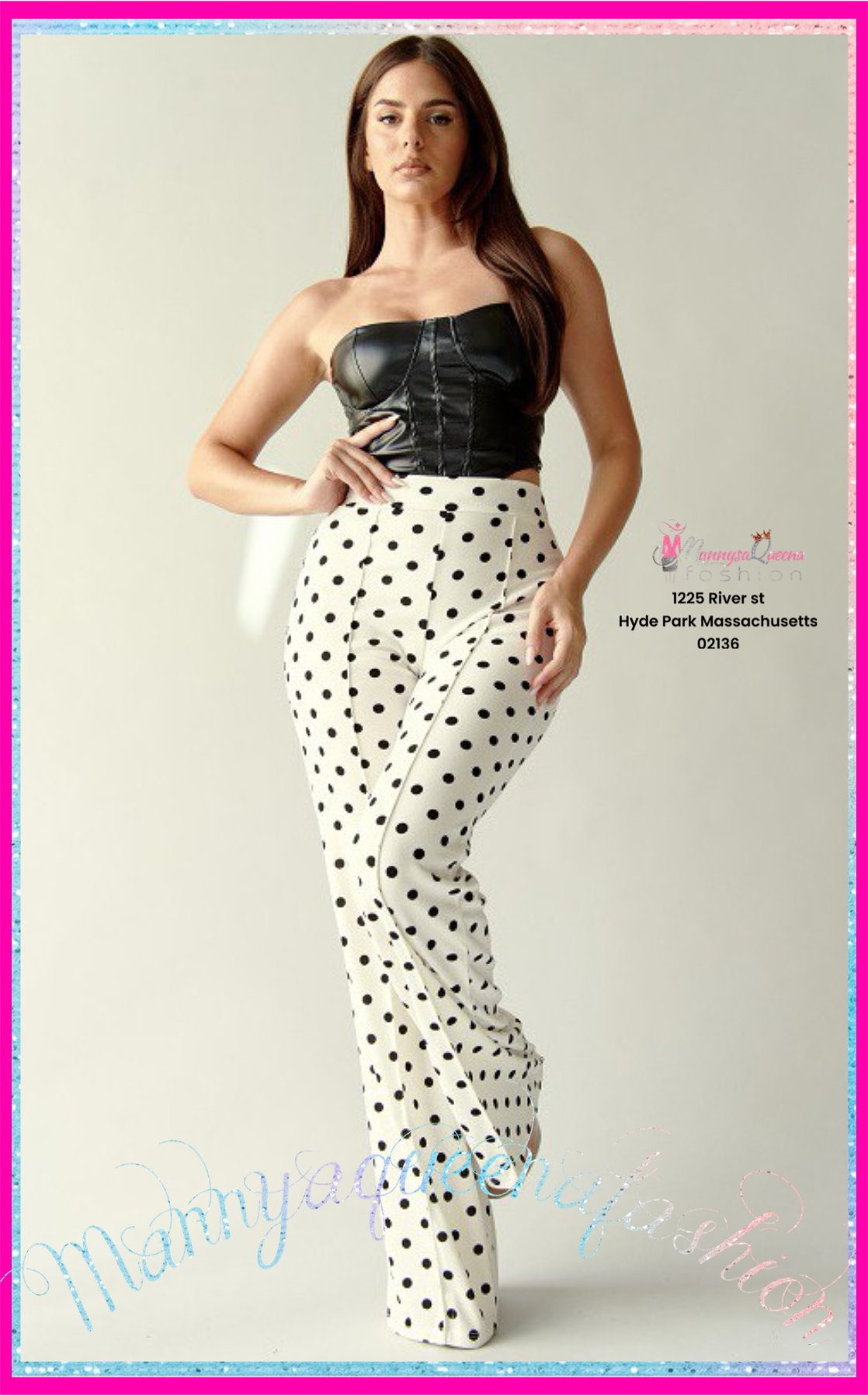 Dot pants white