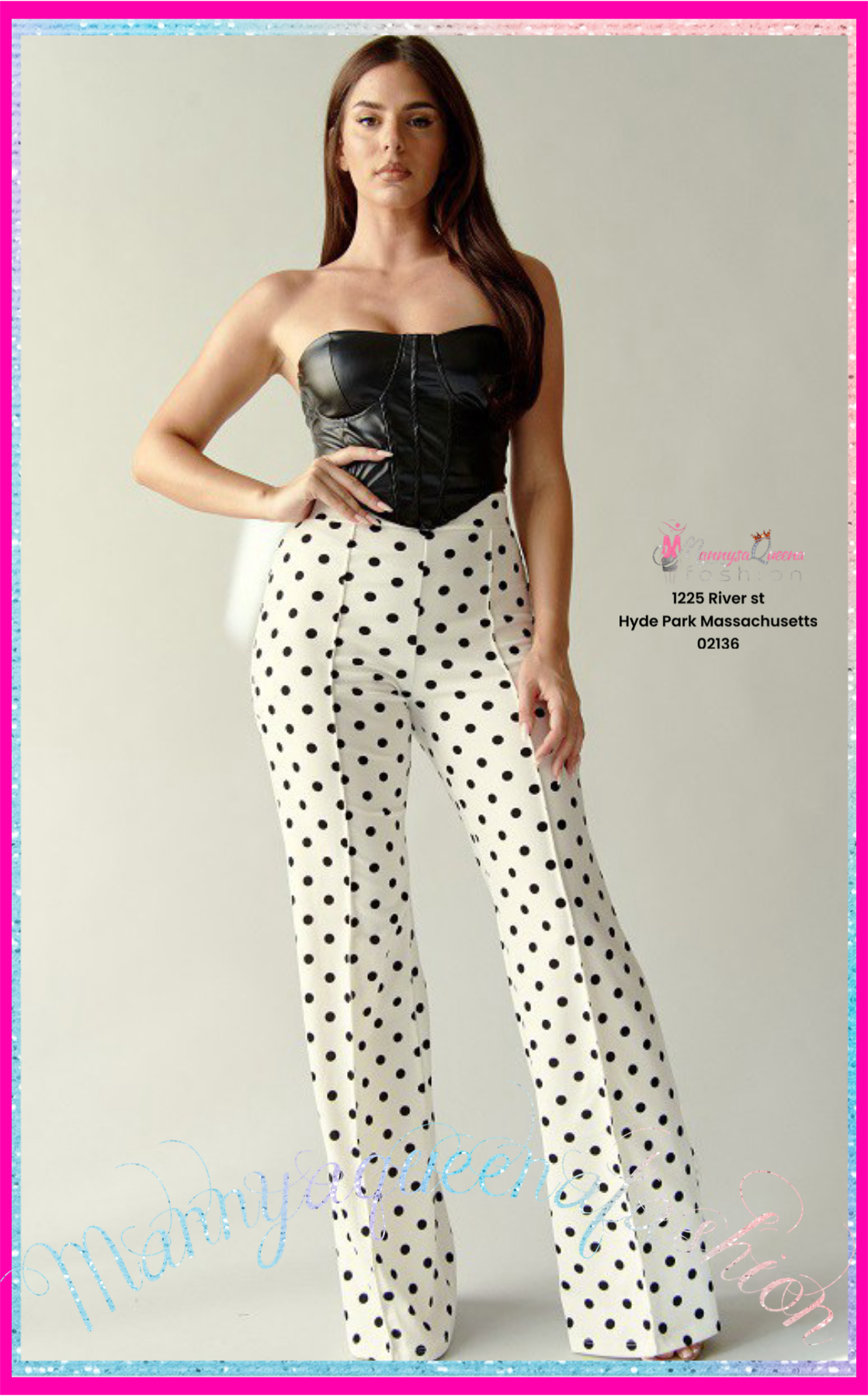 Dot pants white