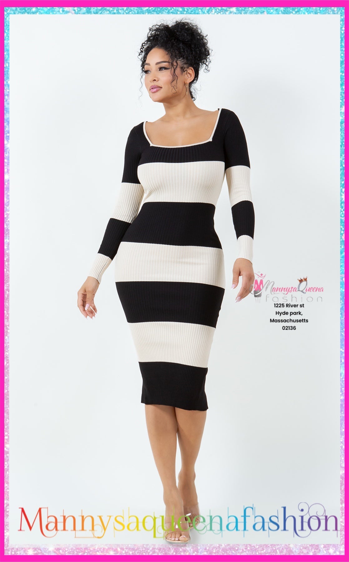 STRIPE MIDI DRESS