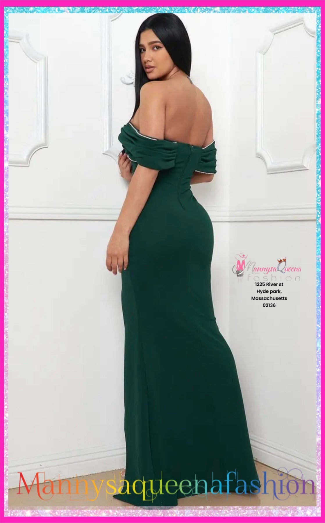 Pleated Maxi Dress Green