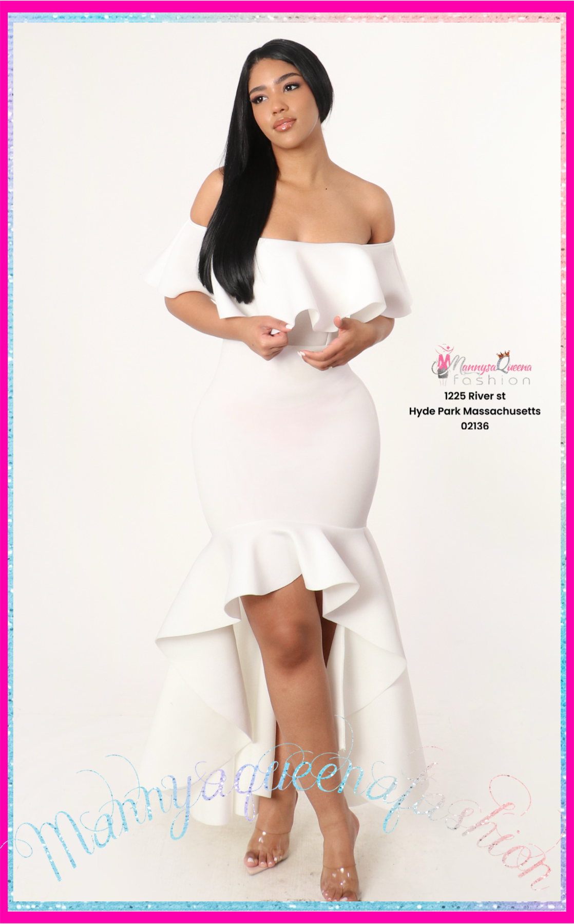 Scuba Maxi Mermaid Dress Black White
