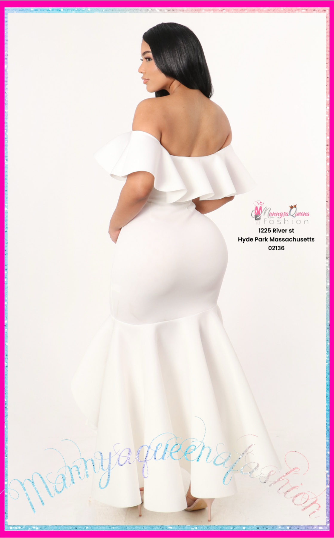 Scuba Maxi Mermaid Dress Black White