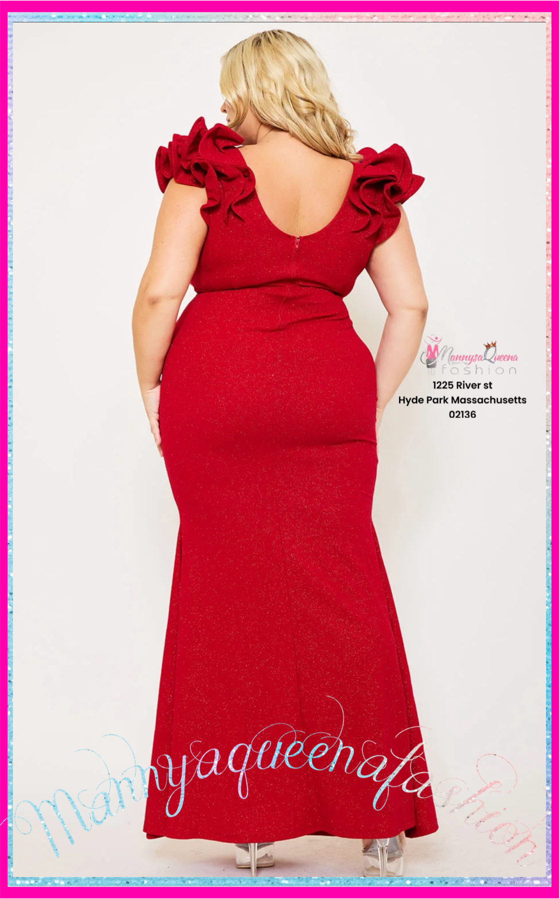 Glittered Ruffle Red Dress