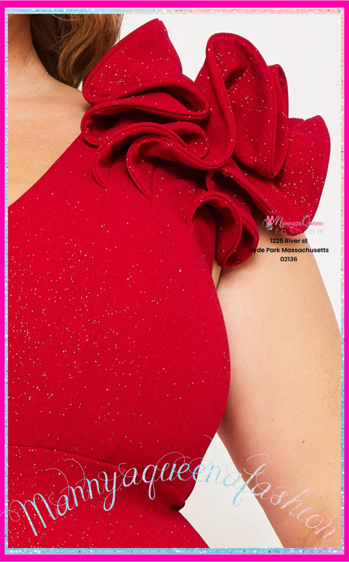 Glittered Ruffle Red Dress