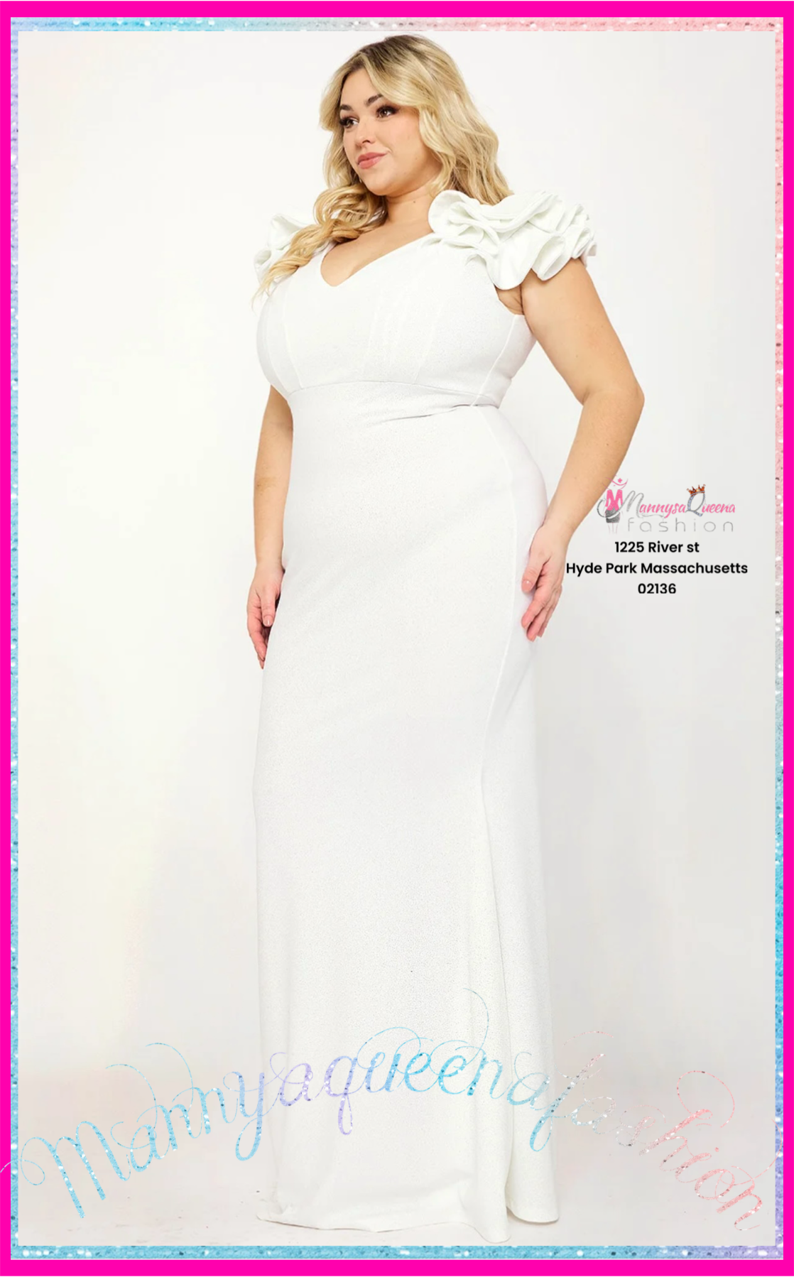 Glittered Ruffle Ivory Dress