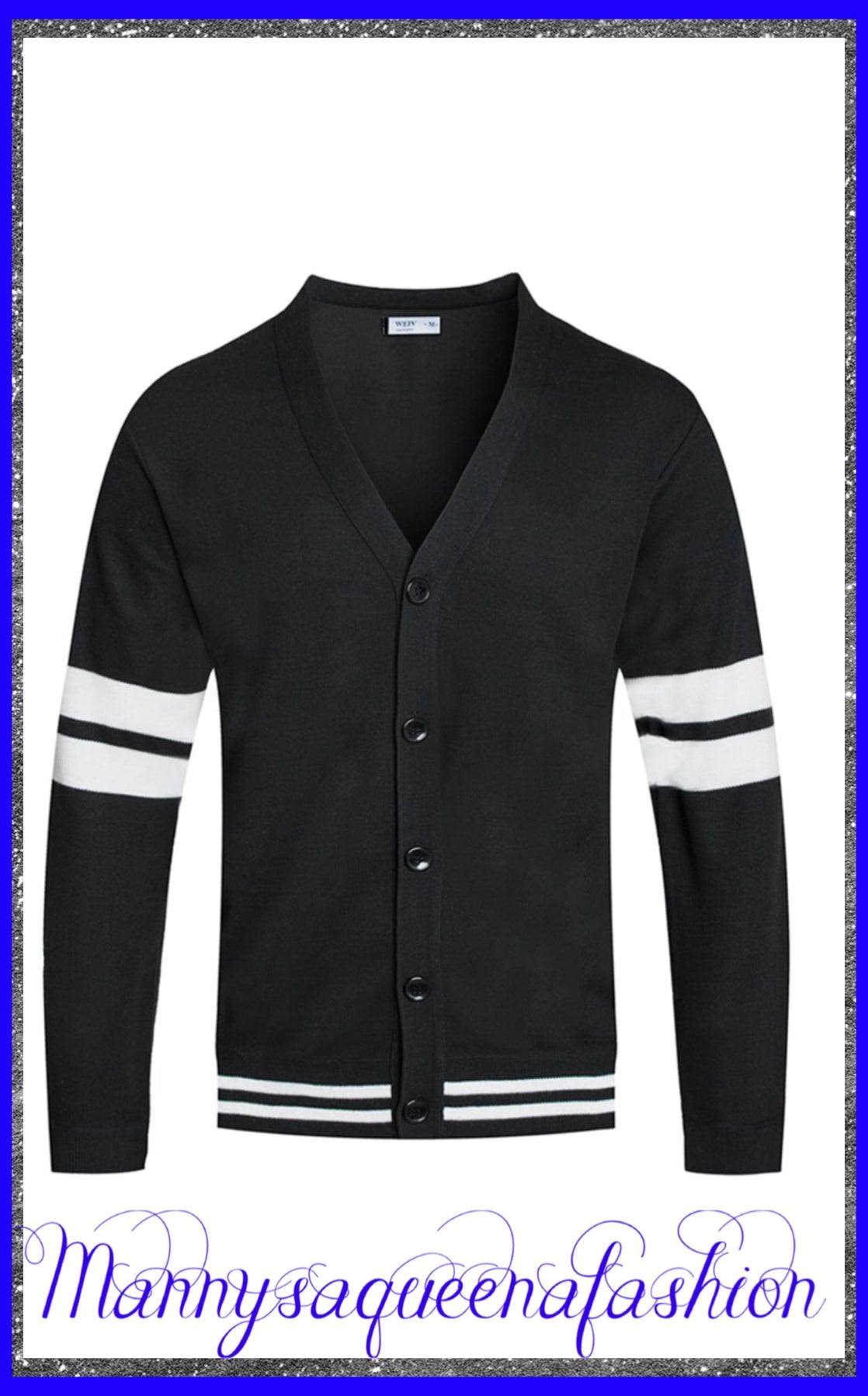 Two Stripe Cardigan Black