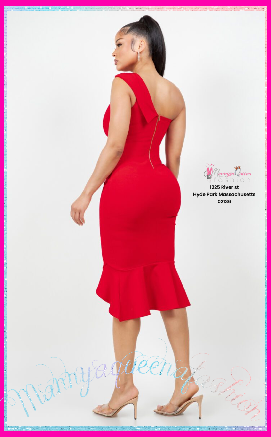 One-Shoulder Dress Red