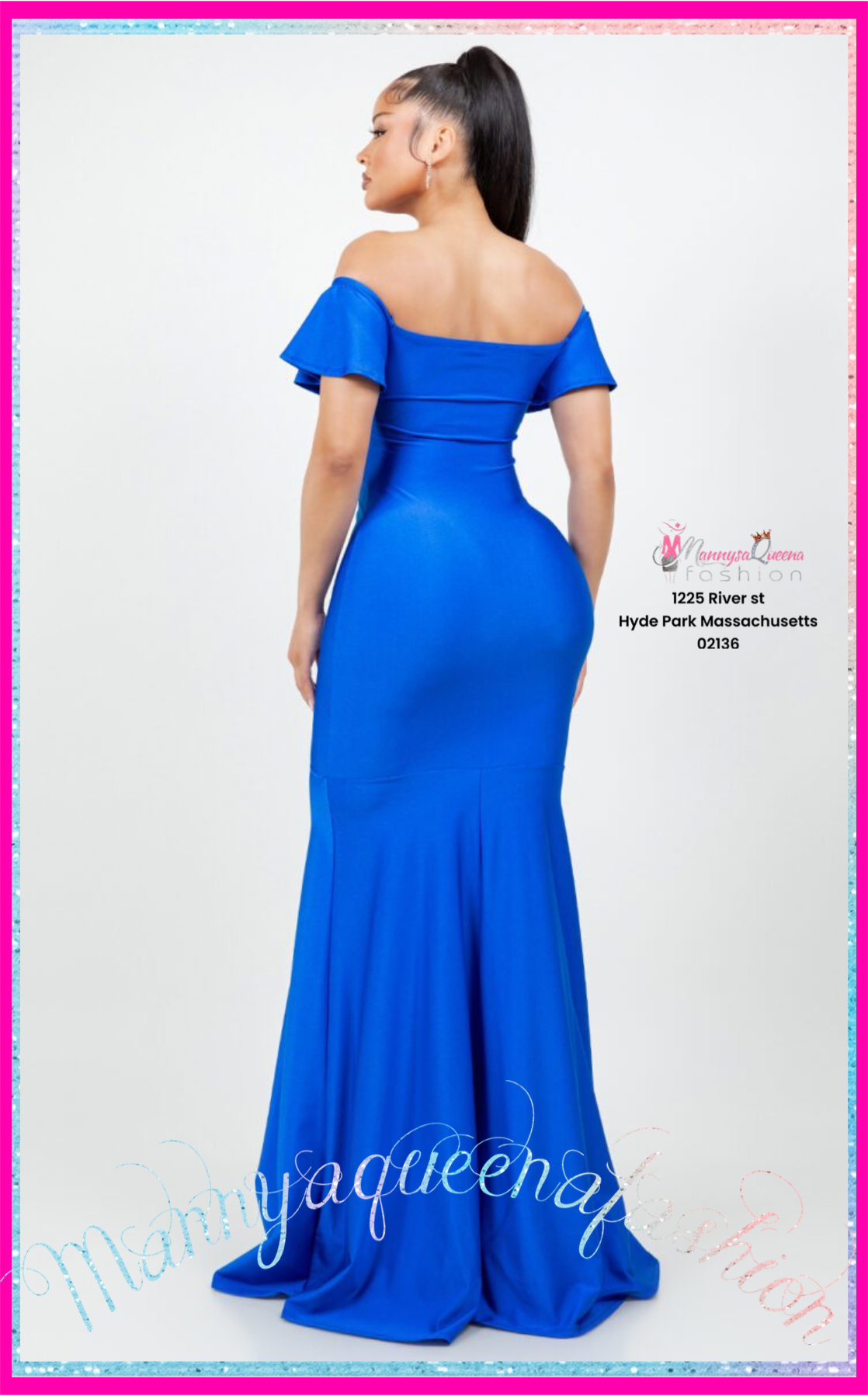 Amara Off Shoulder Mermaid Gown Blue
