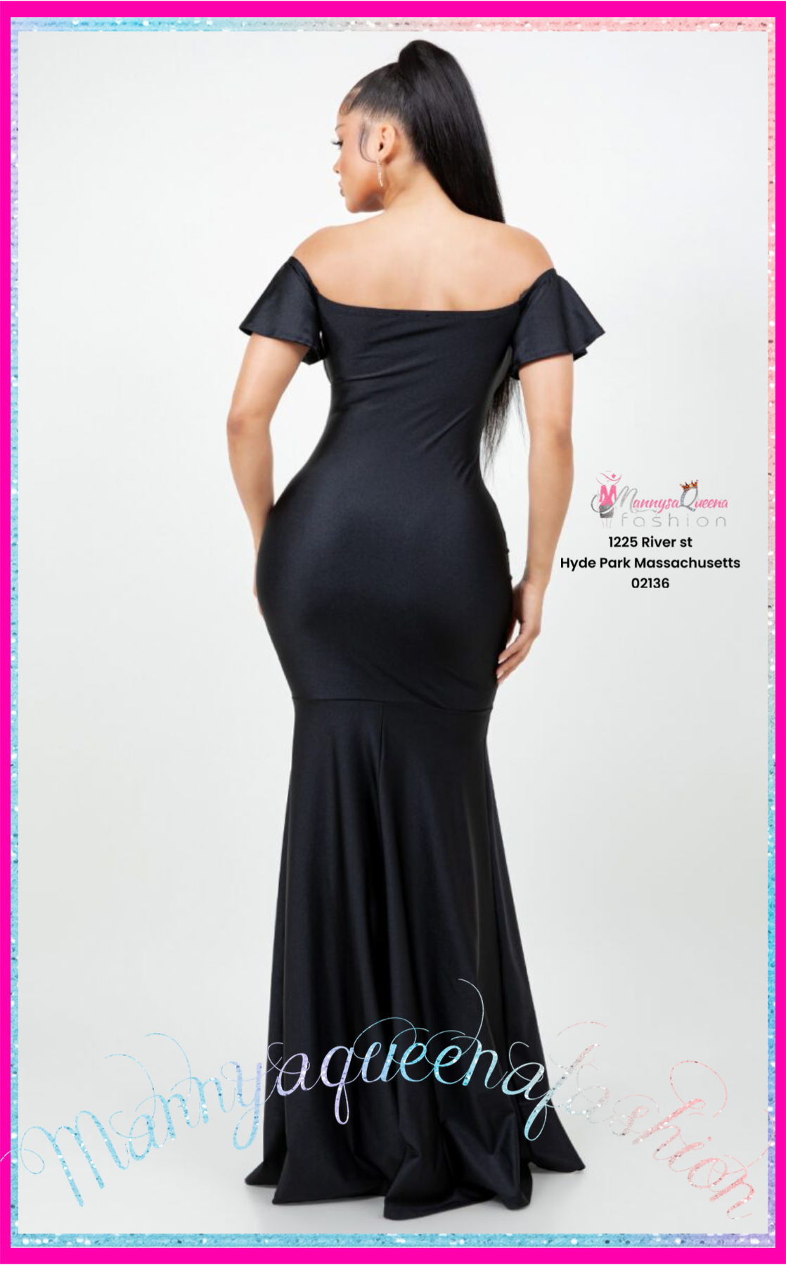 Amara Off Shoulder Mermaid Gown Black