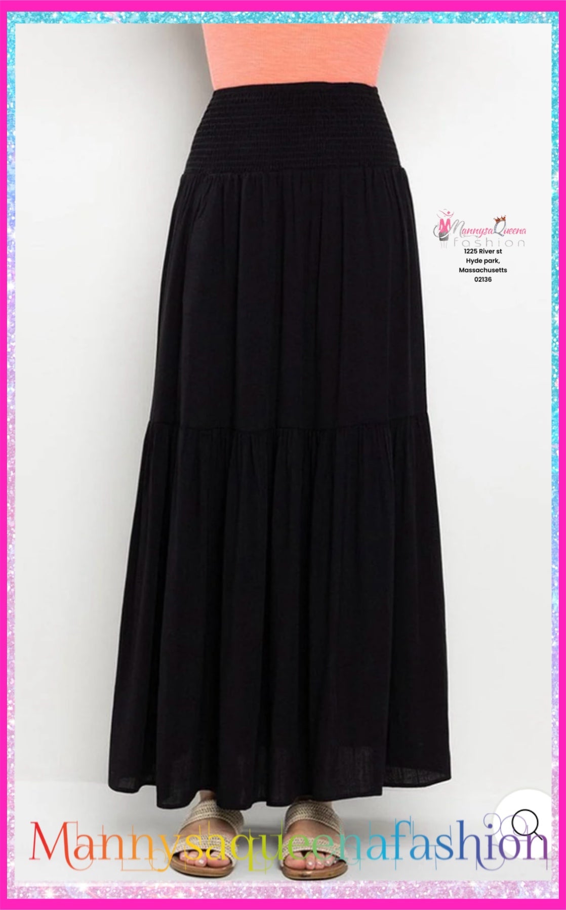 Smock Waist Maxi Skirt