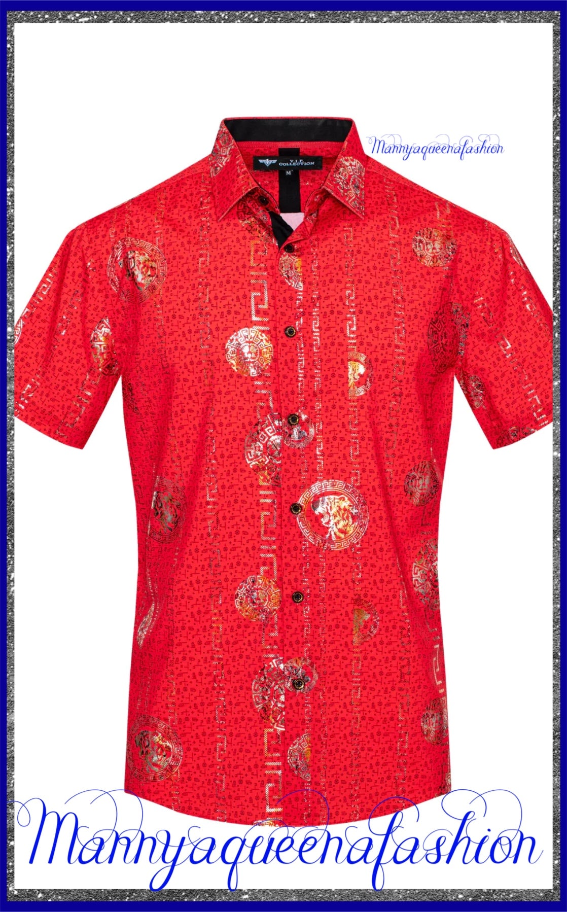 Red Button Down Short Sleeve Shirt