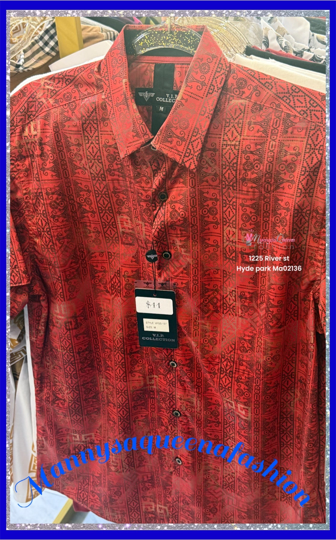 Red Button Down Short Sleeve Shirt