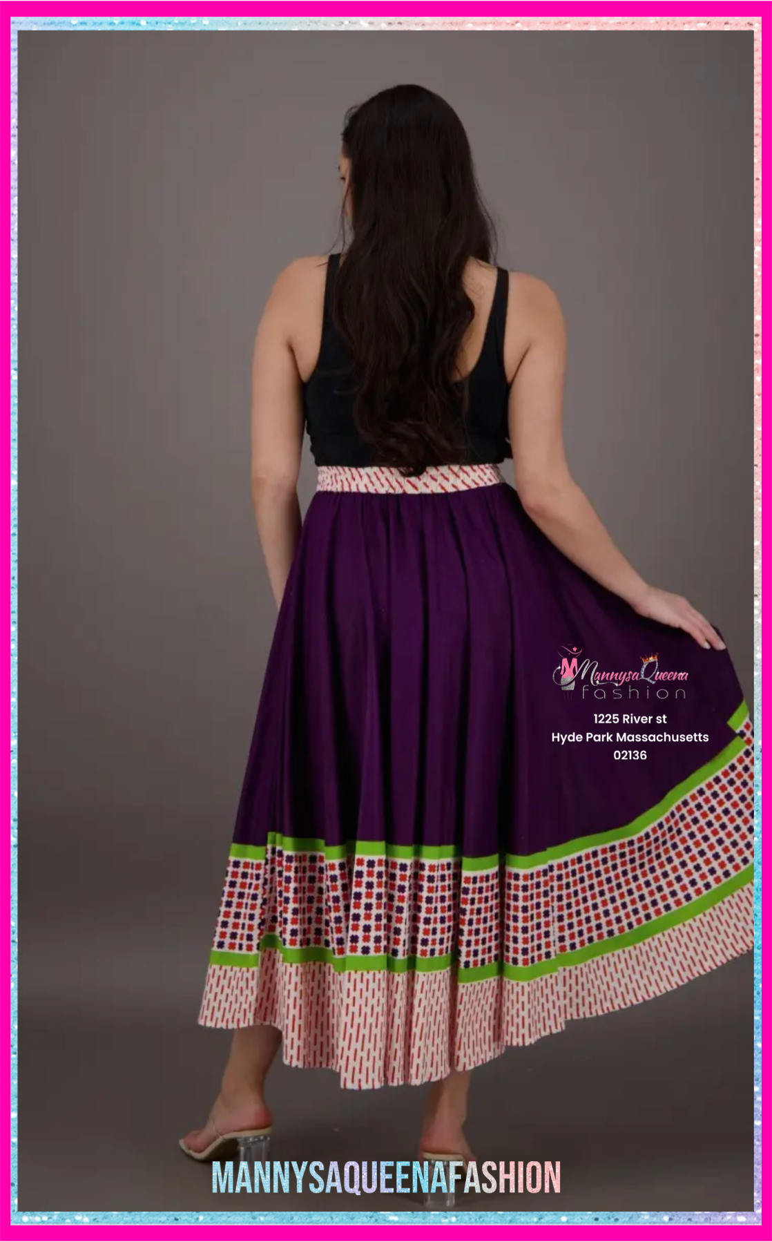 Mannysa Print Maxi Skirt Purple