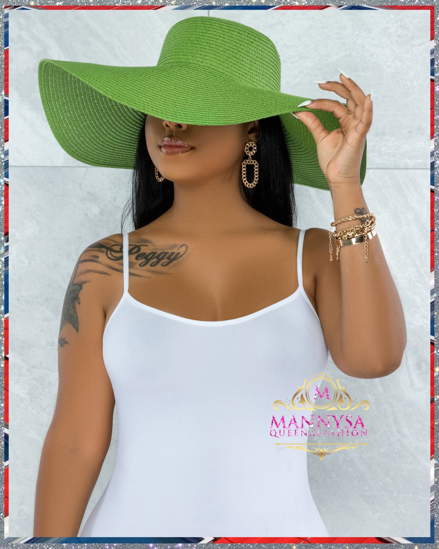 Odiva Green Oversized Brim Straw Floppy Hat