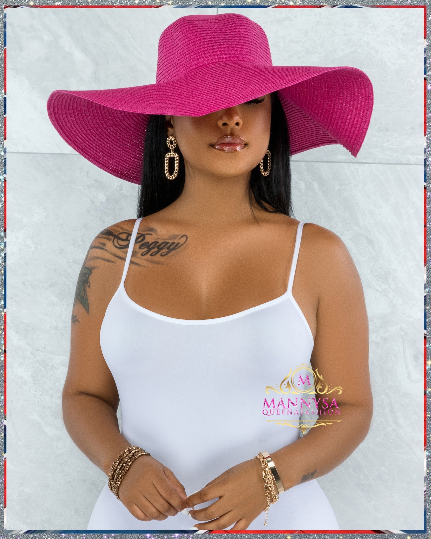 Odiva Fuchsia Oversized Brim Straw Floppy Hat