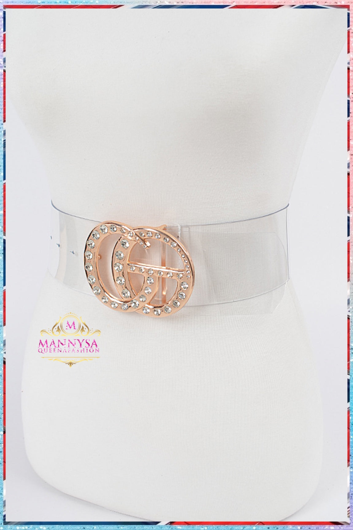 Oversized Stone Buckle Transparent Belt