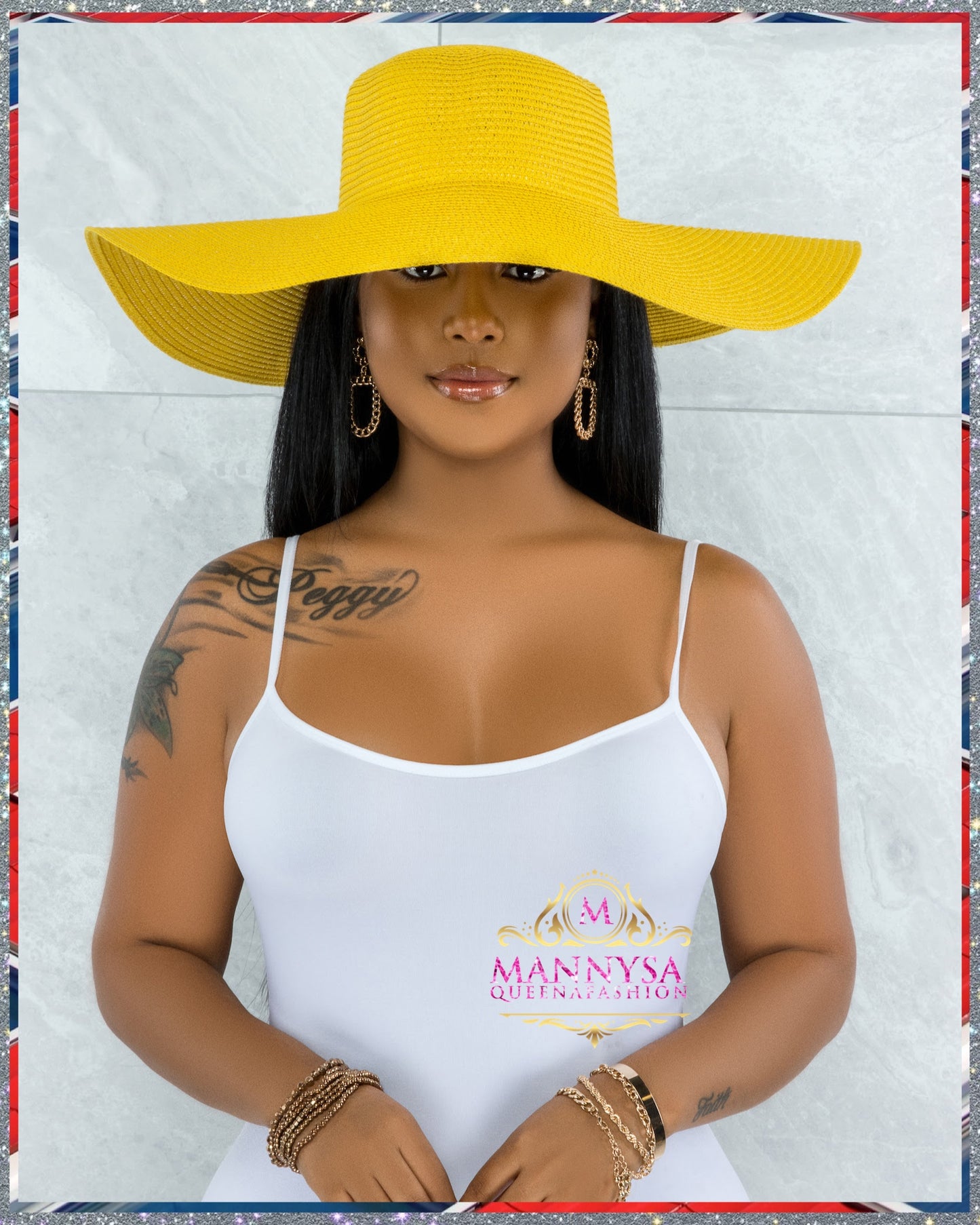 Odiva Yellow Oversized Brim Straw Floppy Hat