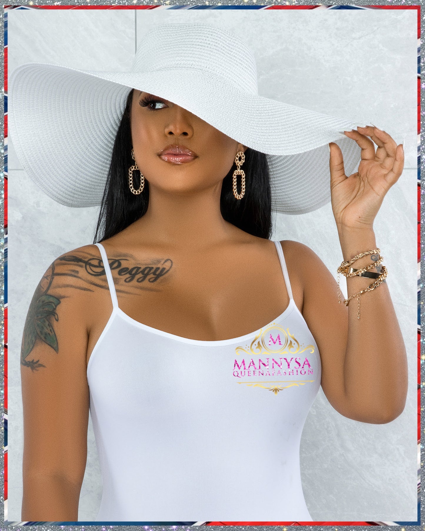 Odiva White Oversized Brim Straw Floppy Hat