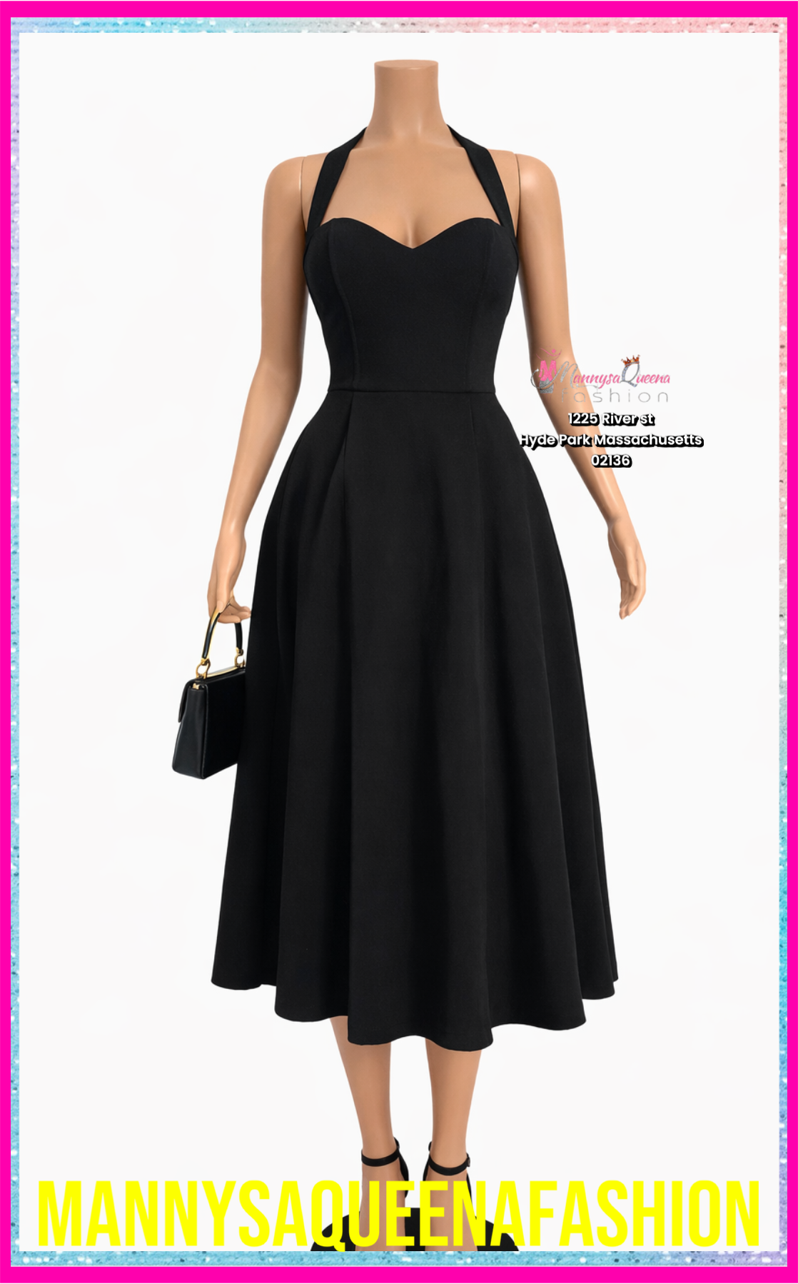 Halter Corset Midi Dress - Black