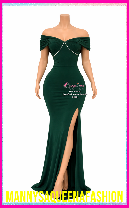 Pleated Maxi Dress Green