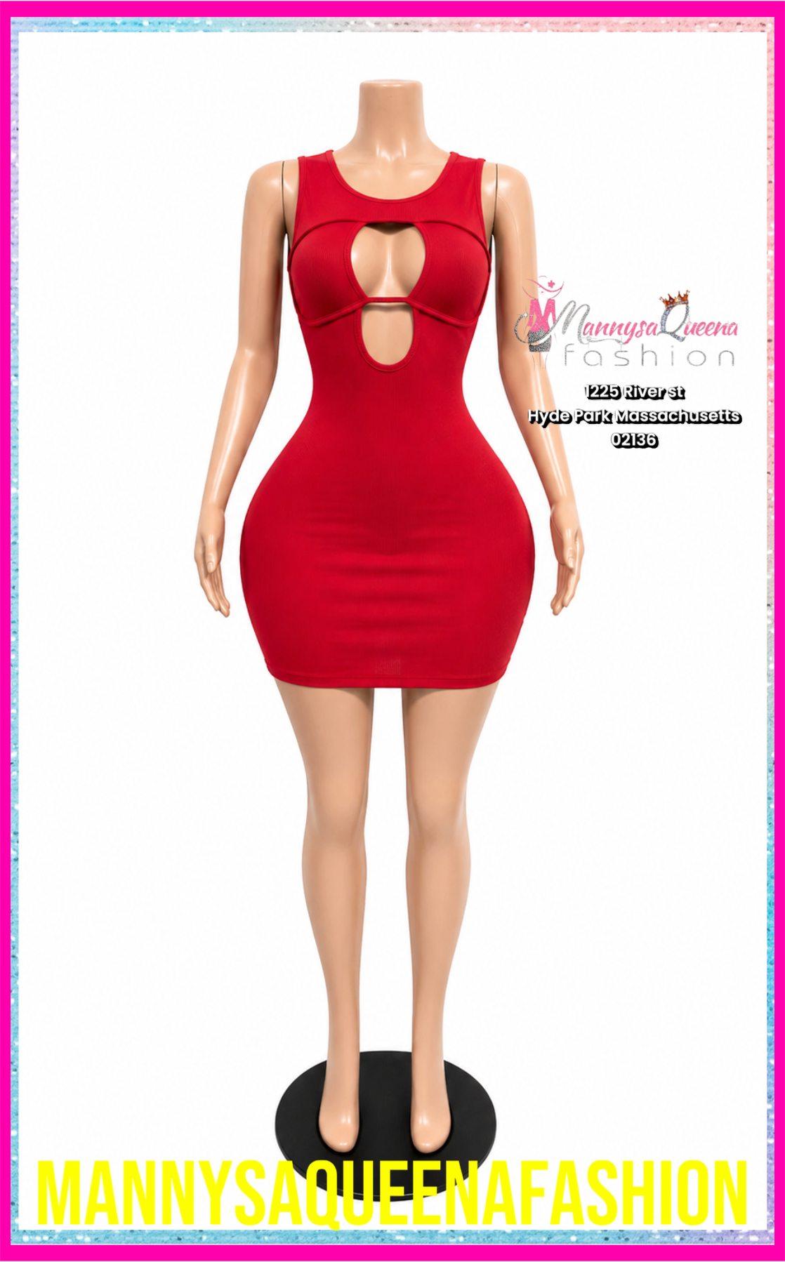 KEYHOLE MINI DRESS RED