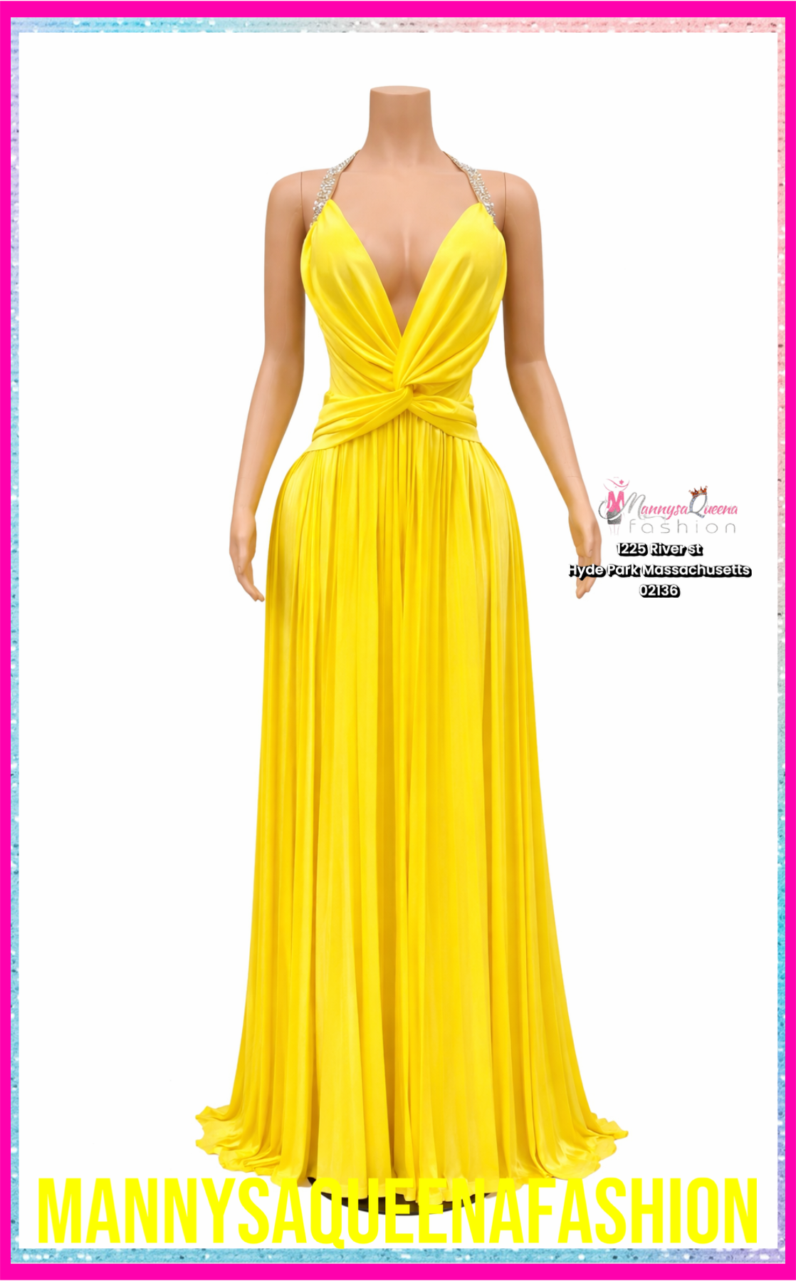 Goddess Flow Gown Dress Yellow