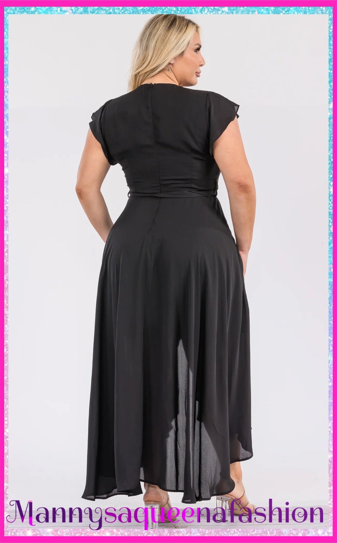 Faux Wrap Maxi Dress Black