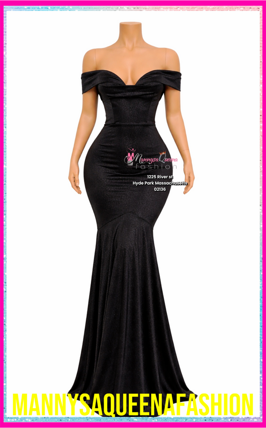 Satin Mermaid Black Dress
