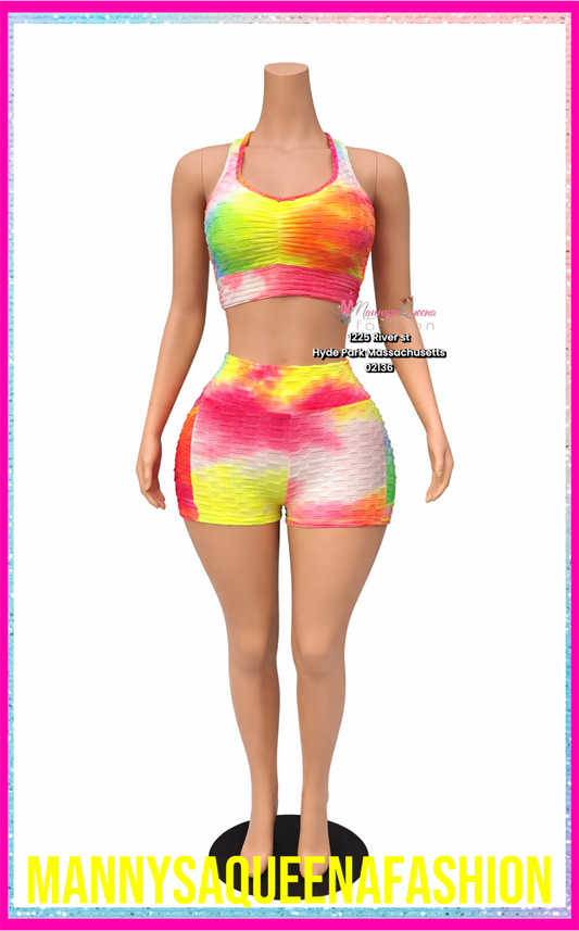 2-Piece Textured Tie-Dye Set Multi
