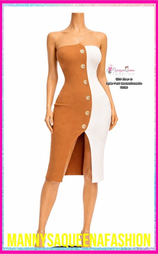 BODYCON TUBE MIDI DRESS CAMEL