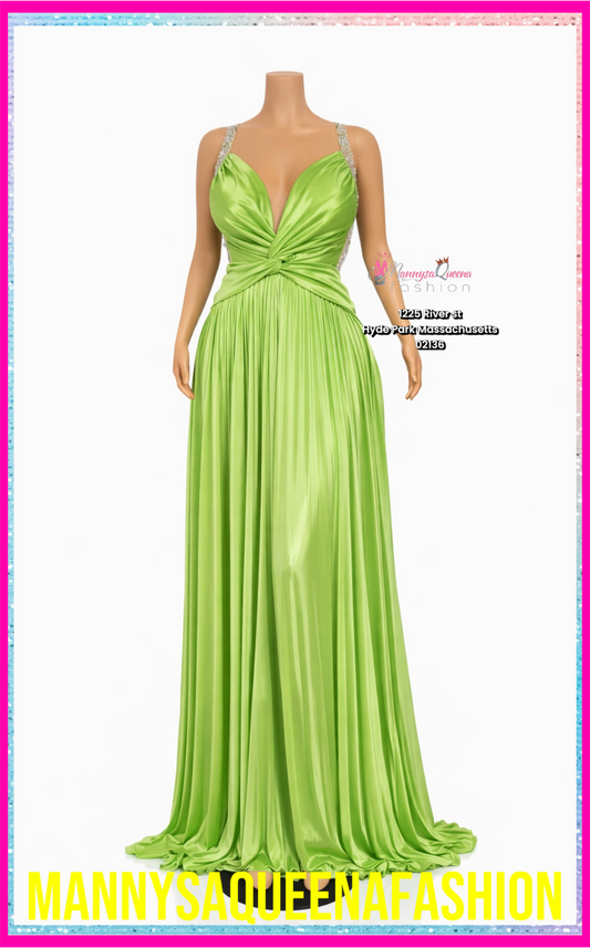 Goddess Flow Gown Dress Green