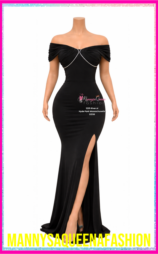 Pleated Maxi Dress Black