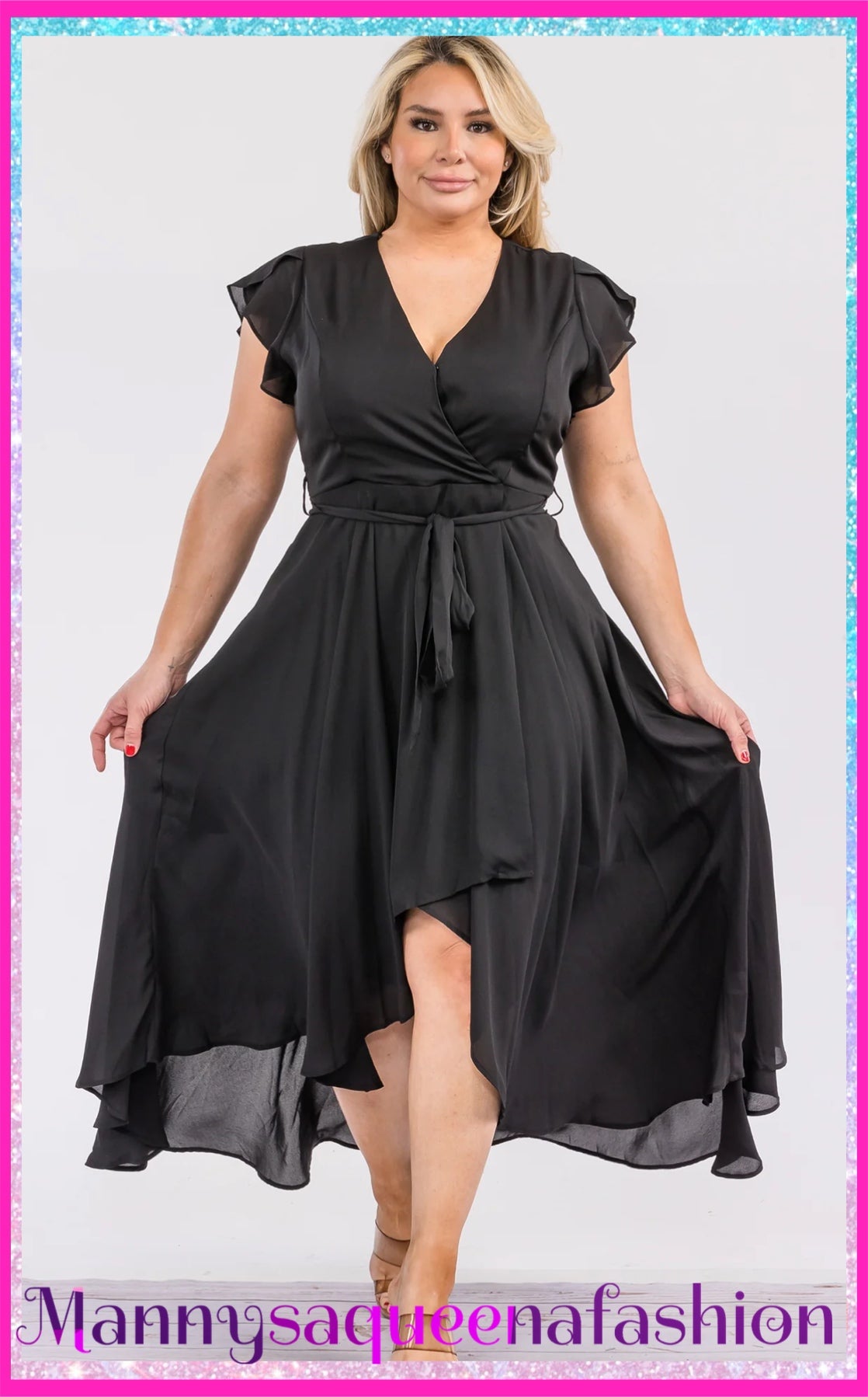 Faux Wrap Maxi Dress Black