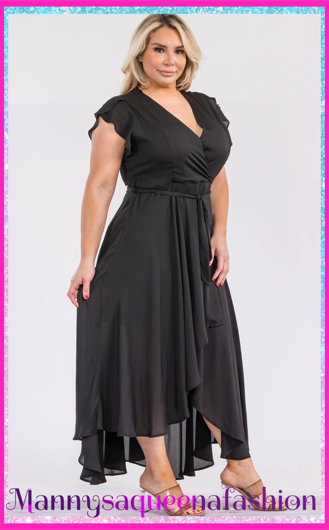 Faux Wrap Maxi Dress Black